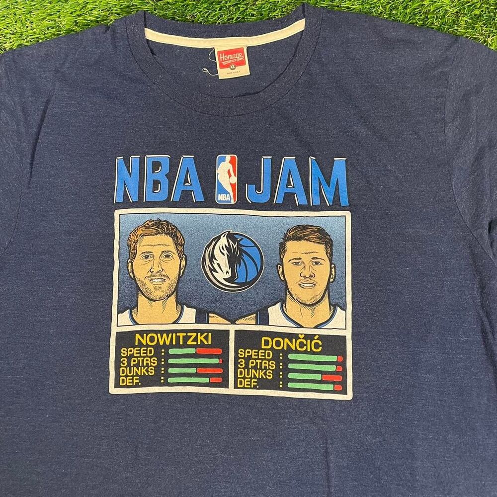 Homage NBA Jam vintage navy blue Luka Doncic and Nowitzki graphic tee size XL
